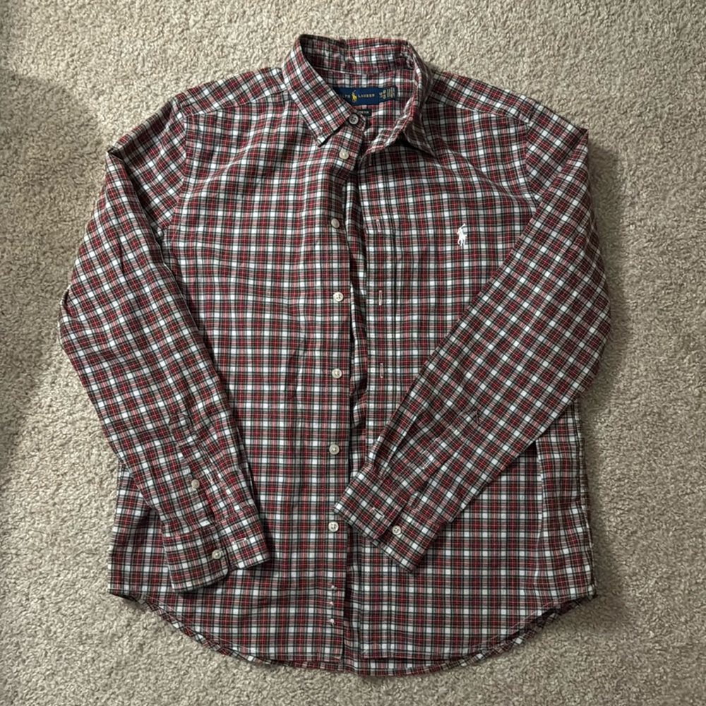 Ralph Lauren boys size Large 14/16 plaid button down dress shirt